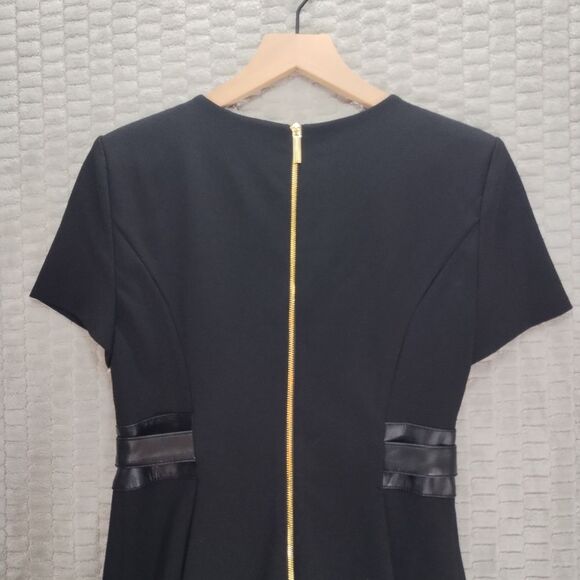 NWOT! Calvin Klein Black Solid Faux-Leather Tie-Waist Sheath Dress-Sz 8 - Picture 10 of 14